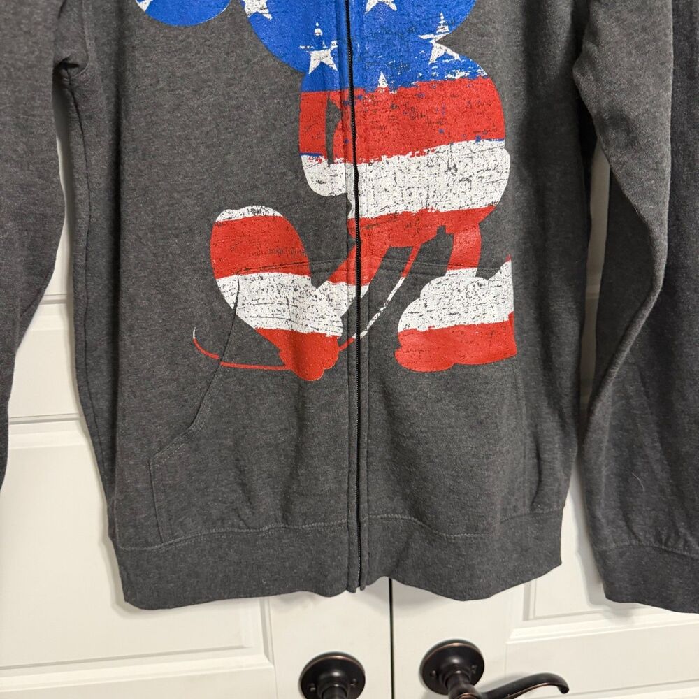Disney Parks Epcot World Showcase Mickey Mouse American Flag Zip Hoodie Med - Picture 7 of 9